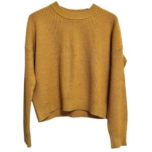 Outerknown Recycled Cashmere Merino Crop Sweater in Coriander Yellow